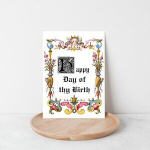 Happy Day of Thy Birth Medieval Birthday Card